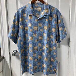 Tommy Bahama 100% Silk Pineapple Hawaiian Shirt Size Large